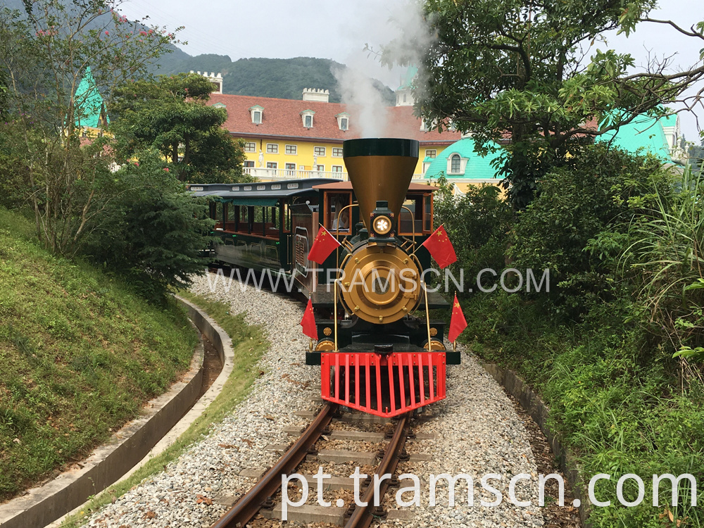 sightseeing train red and yellow colours railway